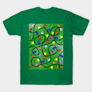 Christmas Skull Lights Green T-Shirt